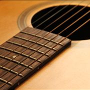 Strings on Wood Acoustic Guitar